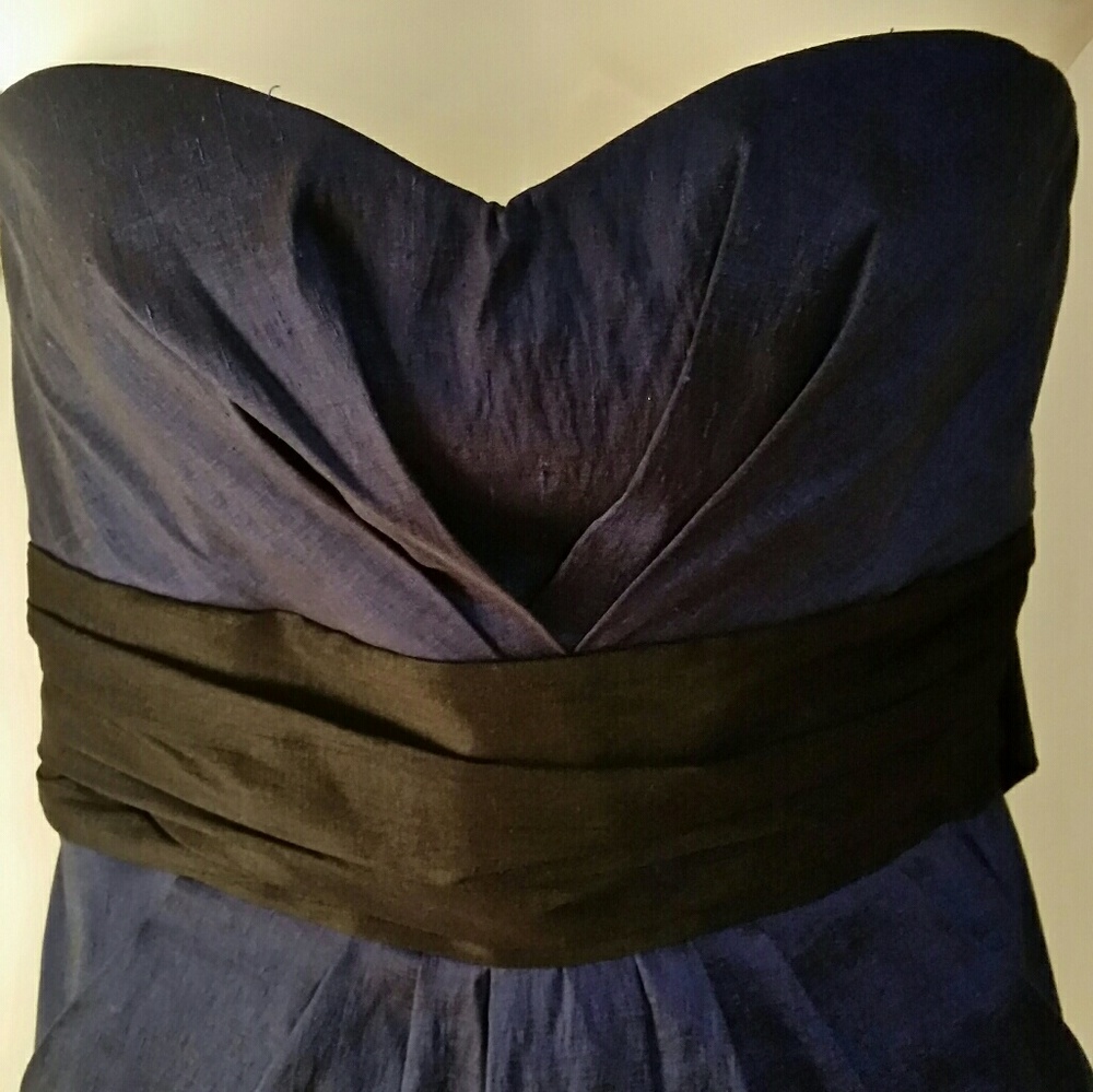 Forever 21 Blue/Black Shimmer Strapless Dress Sm